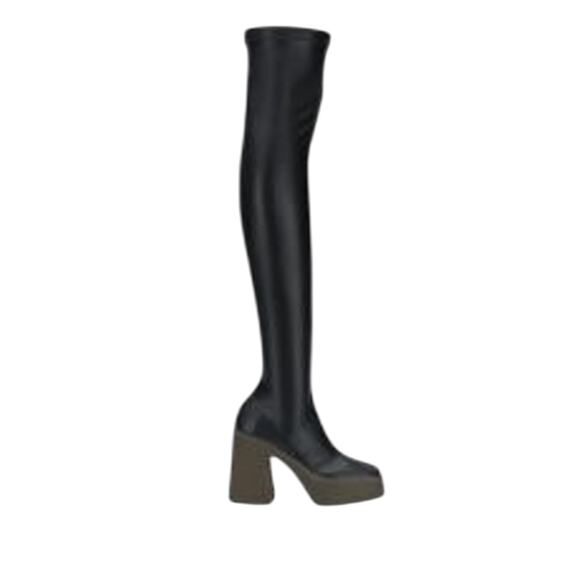 Stella Mccartney Black Leather Platform Thigh-High Boots Size 9 - Picture 1 of 13